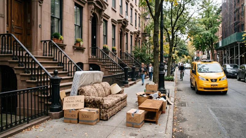 Free furniture on a New York City sidewalk